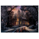 Country Church in the snow Light up Picture 6x8"