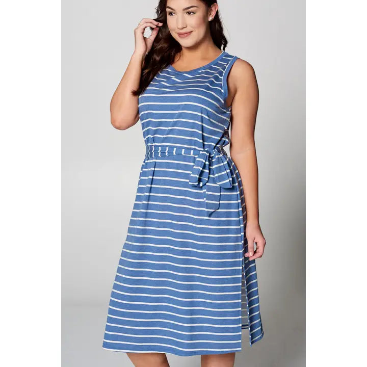 Sleeveless Midi Dress-Denim Blue