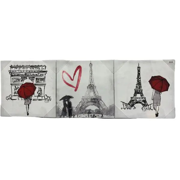 Artwork - 36"x12" Canvas 3PC Painting Set - the Red Paris