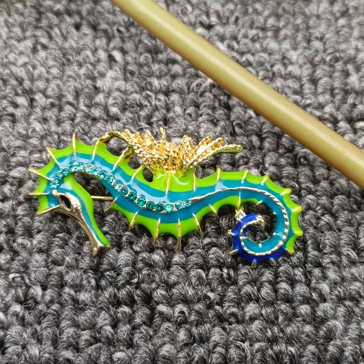 Enamel Seahorse Brooch