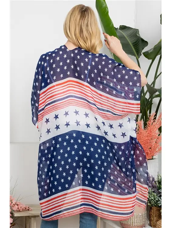 Multi Striped American Flag Kimono