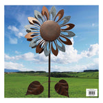 Brown & Blue Sunflower Wind Spinner Metal 23.75"x84"H