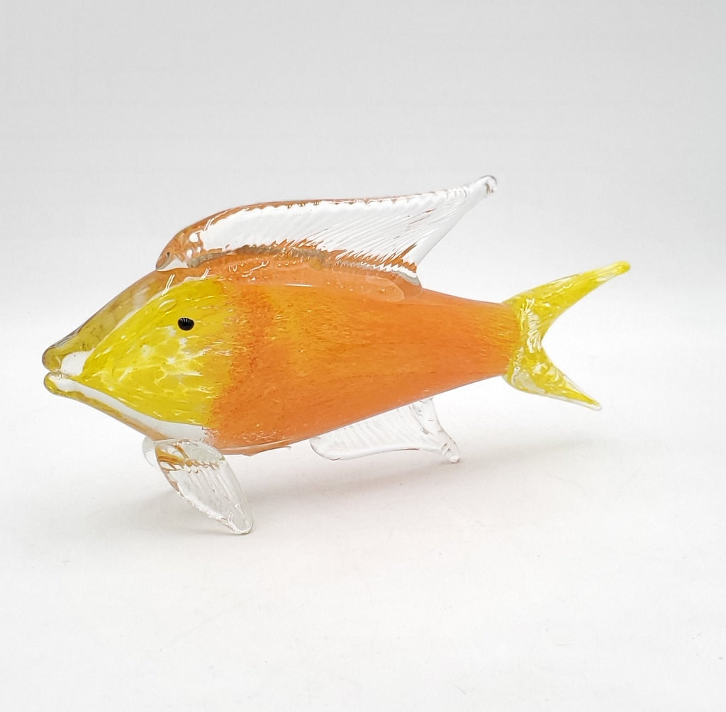 Large Tropical Orange Fish Coastal Art Glass Figurine-- 11" x 3.5" x 5.5"