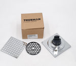 Thurman 4 Inch Square Shower floor Drain - Silver