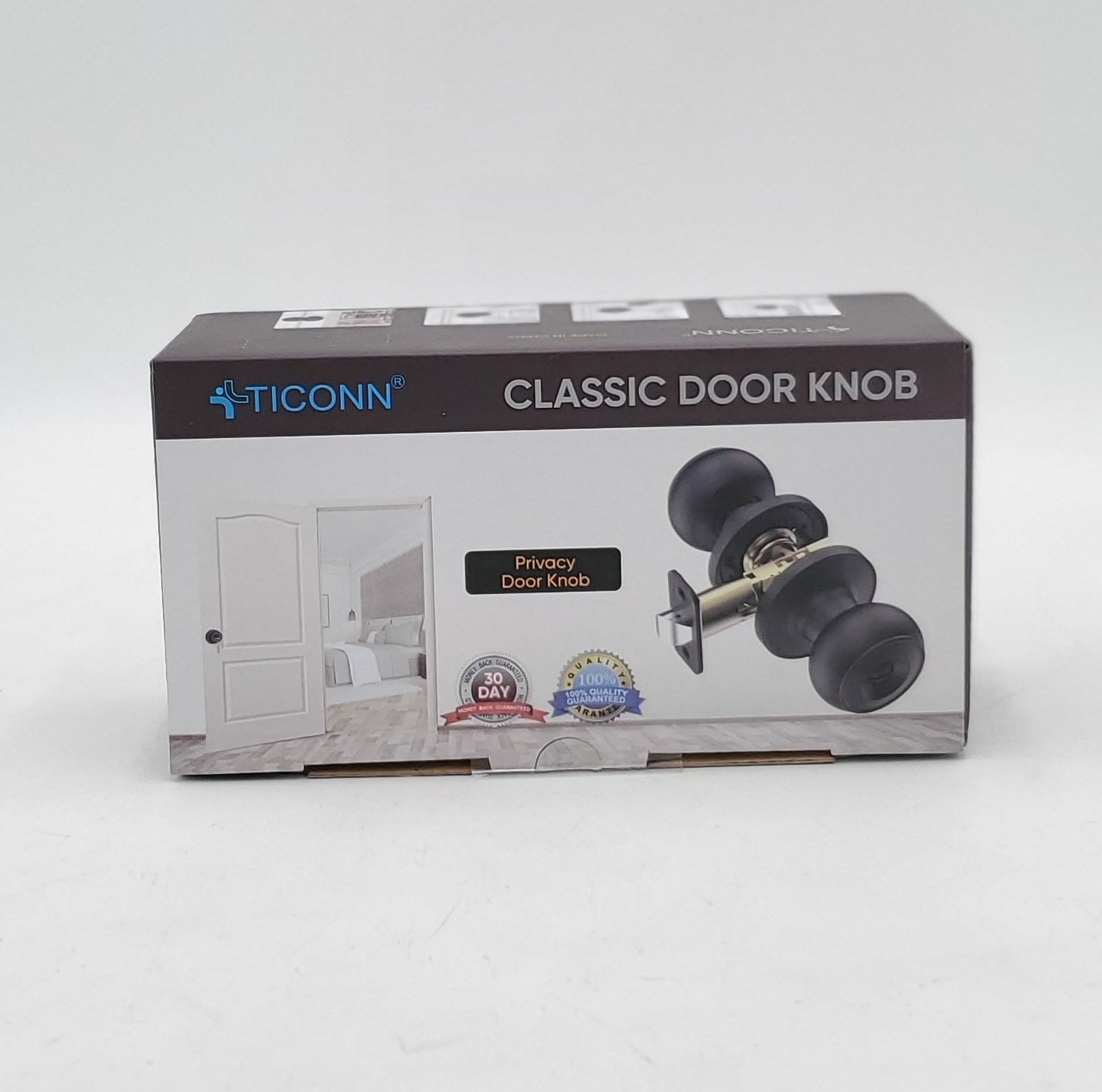 TICONN Classic Door Knob, Privacy Door Knob-Black-- 5 pack
