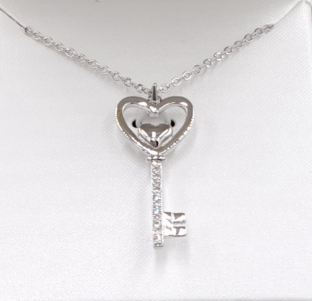 Heart Key Silver Necklace