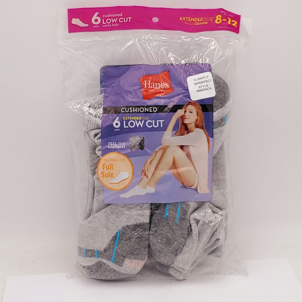 6 Pack HANES Women's Lo-Cut Socks Size L