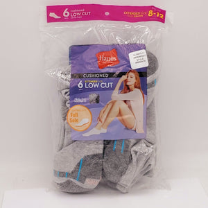 6 Pack HANES Women's Lo-Cut Socks Size L