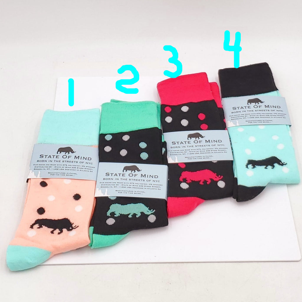 State of Mind Unisex Crew Socks in Assorted Colorful Designs