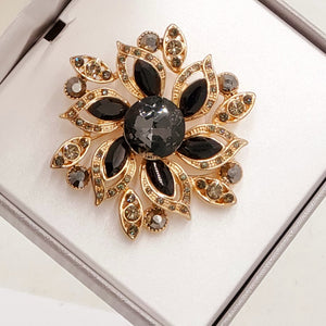 Black/Grey Flower Brooch