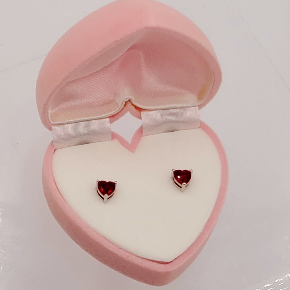 Red Heart Shaped Earrings in a Pink Heart Shaped Box