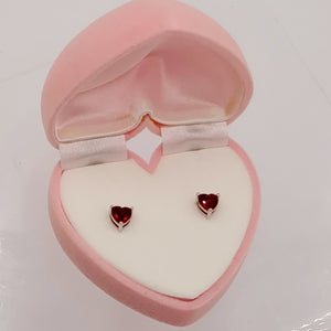 Red Heart Shaped Earrings in a Pink Heart Shaped Box