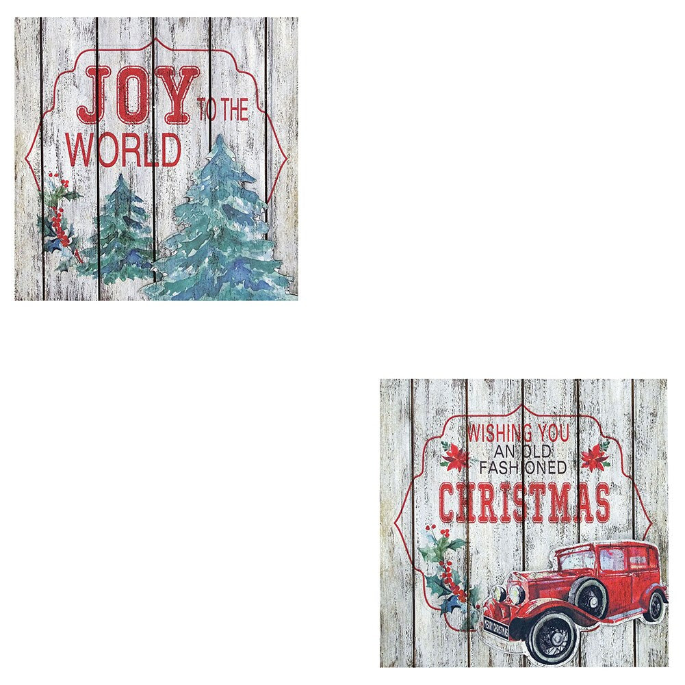 Alpine Holiday Celebration Wood Wall Decor 2 Asst 9"x1"x9"H