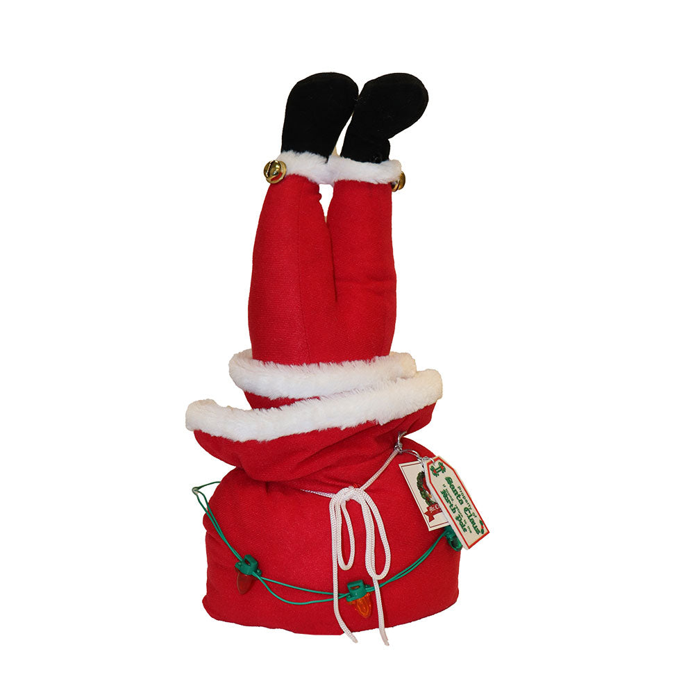 Mr. Christmas Animated Kicker Christmas Santa in Bag Sack Plush with LED Lights 16"H