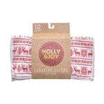 Holly & Joy 10 Pack Cleaning Cloths White & Red Holiday Print Microfiber 11.5"x11.5"