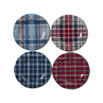 Tag SET/4 Jessie Melamine Salad Plate Blue & Red Plaid 9" Diameter