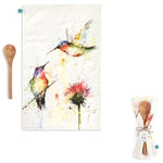 Demdaco Hummingbird, Stopping By Cotton & Linen Towel 17"x28" & Wooden Spoon Set