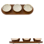 Karma 3 Metal/Enamel Dipping Bowls Enjoy, 3.75"Dx1.5"H, Wood Board, 5"x14"L