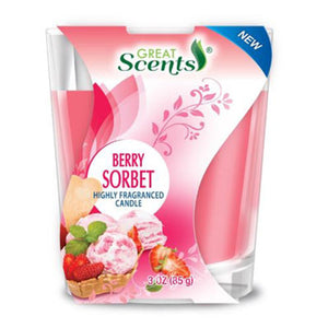 CANDLE 3OZ BERRY SORBET GREAT SCENTS