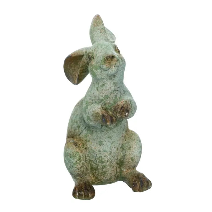 Resin 10 in. Brown Easter Rustic Garden Bunny Figurine