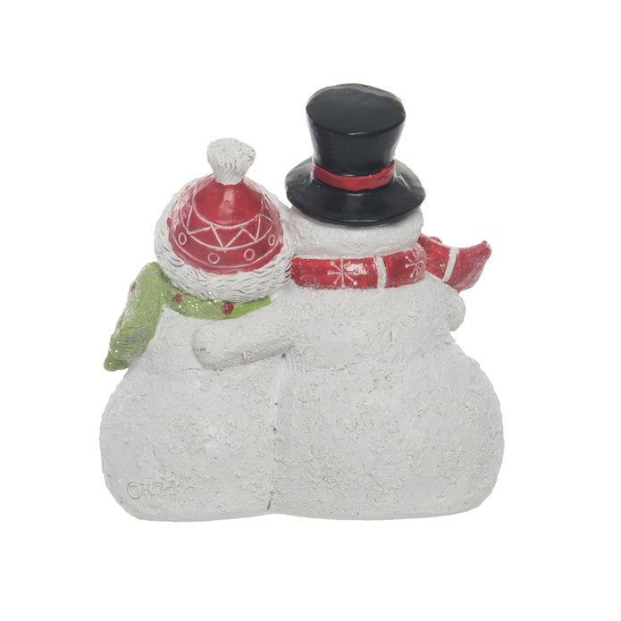 Resin 3.75" Christmas Snowman Couple with Glitter