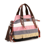 Large Colorful Striped Tote Bag-Pink