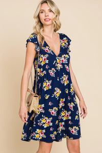 Plus Size Rayon Floral Printed Swing Dress