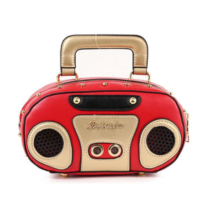 Retro Ghetto Blaster Boombox Petite Shoulder Bag-Red