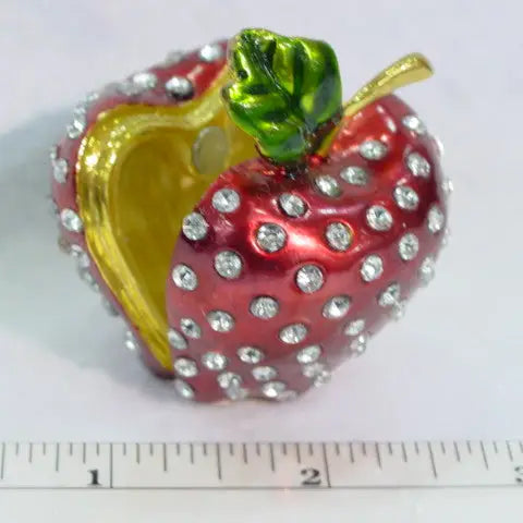 Apple with Clear Crystals Trinket Box