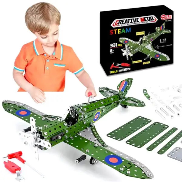 STEAM Learning - NO.1304 - 331PC 1:32 Scale Fighter Plane - Metal Construction - Tools Included