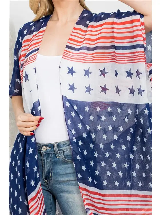 Multi Striped American Flag Kimono