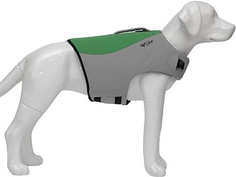 Dog Life Jacket, Sport Style Dog Float Coat with Excellent Buoyancy, Stylish Dog Swimming Safety Vest with Rescue Handle for Small Dogs Green- Size Small