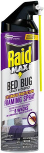 Raid Max Bed Bug Crack & Crevice Extended Protection Foaming Spray, Kills Bed Bugs for up to 8 weeks on Laminated Woods and Surfaces, 17.5 oz