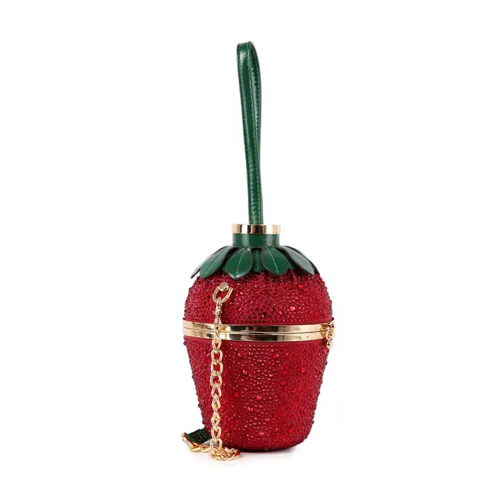 Sparkling Rhinestone Strawberry Evening Bag