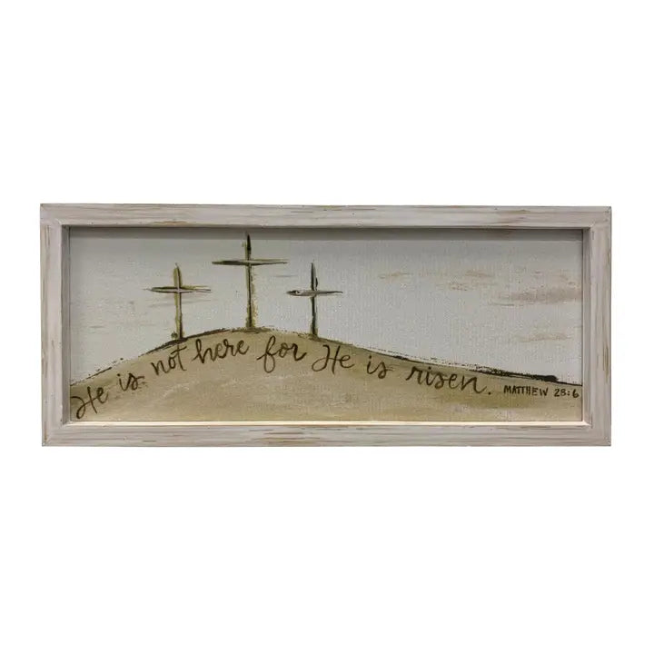 Transpac Mdf/Fabric 3 Crosses Framed Printed Wall Easter Decor