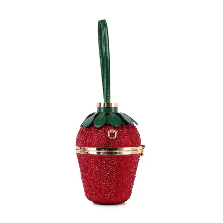 Sparkling Rhinestone Strawberry Evening Bag