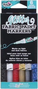 Tulip 6 Pack Fabric Paint Glitter Markers