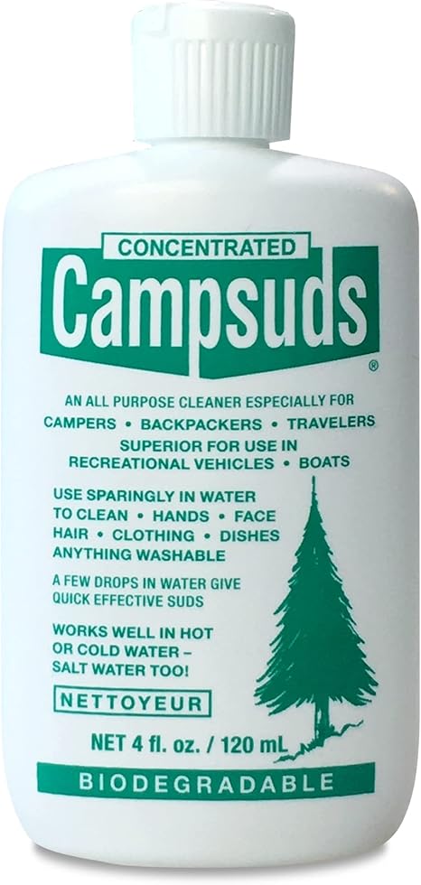 Campsuds Biodegradable Soap – All Purpose Cleaner for Camping, Hiking, Backpacking, Household – Perfect Liquid Soap for Camping Dishes, Shower, Shampoo