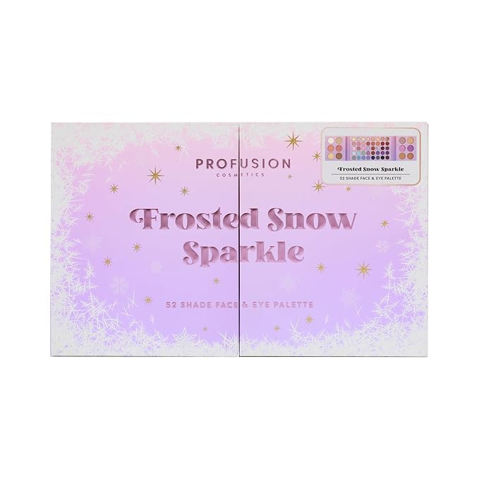 Profusion Cosmetics Frosted Snow Sparkle 52 Shade Face and Eye Palette, Multi Finish Shadows