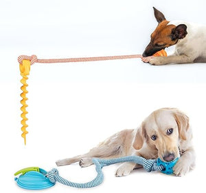 Suction Cup Dog Rope Toys for Aggressive Chewers, Interactive Dog Toys with Food Dispensing Balls, Tug of War Dog Chew Toys for Medium Large Dogs