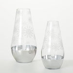 Sullivans Clear Glass Snowflake Vase Set of 2, Vases for Decor, Modern Home Decor, Vases for Centerpieces, Mantle, Tabletop, Accent Table Vases, Living Room, Bedroom, Kitchen, Entryway Decor