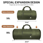 densata50-70L Travel Duffel Bag, Expandable Sports Duffle Bag Upgraded Overnight Weekender Bag Carry on Bag, Army Green,