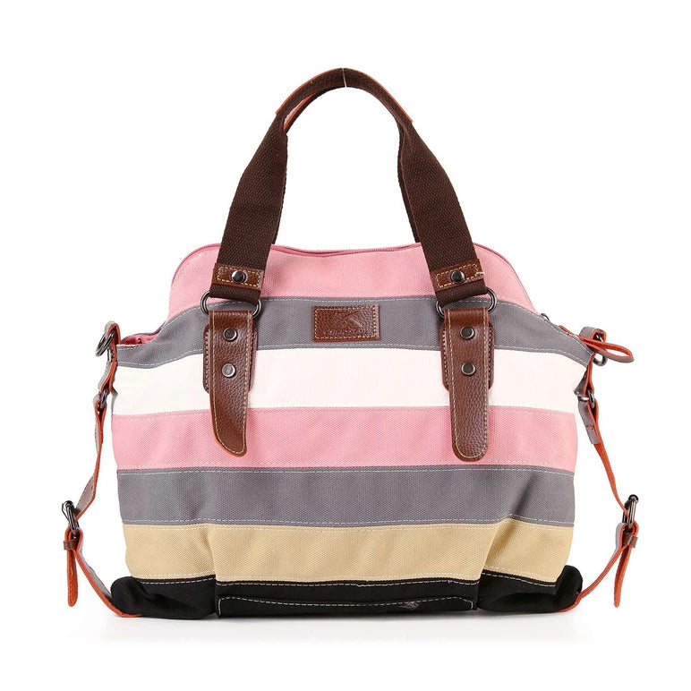 Large Colorful Striped Tote Bag-Pink