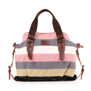 Large Colorful Striped Tote Bag-Pink