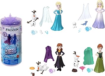 Mattel Disney Frozen Small Doll Snow Color Reveal with 6 Surprises Including 1 Character Figure & 4 Accessories (Dolls May Vary)