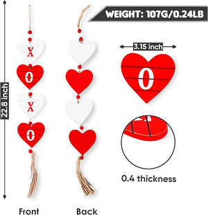 Valentine's Day Wooden Hanging Decor, Small Heart-Shaped Wooden Vertical Hanging Love Sign for Valentine's Day Wedding Party Office Home Decoration