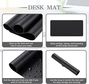 Leather Durable PU Desk Pad - Waterproof, Office Desk Mat & Mouse Pad - Large 31.5" x 15.7" - Protect Your Desk & Enjoy Writing, Typing, and Browsing - Black