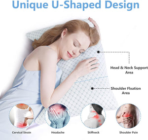 Side Sleeper Pillow for Neck and Shoulder Pain, Cooling Pillow with Two Sides of Specially Designed-One Side Ice Silk, One Side Rayon, King Size Set of 2