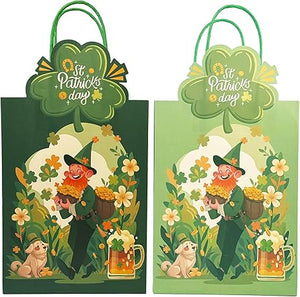 24-Packs Saint Patrick Paper Gift Bags with Handles Bulk 7.6×4.3×10.6 Inch Gift Bags Multiple Uses(Medium Size)