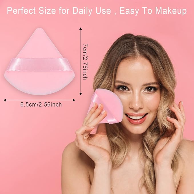 Powder Puffs FRAGLOW 6 Pieces Powder Puff Face Soft Triangle Makeup Puff for Loose Powder Mineral Powder Body Powder Velour Cosmetic Foundation Blender Sponge Beauty Makeup Tools（Pink）